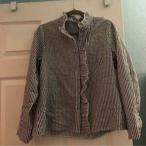 Striped Ruffle Button-Up Shirt